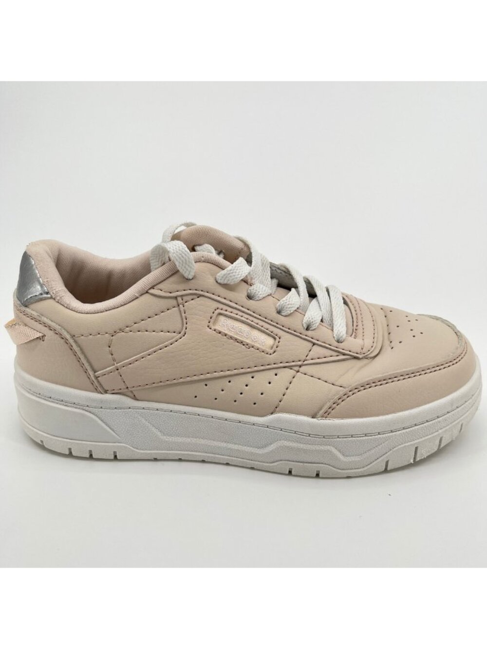 Reebok Club C Double Geo Boys Size 3Y Beige Athletic Lifestyle Shoes Sneakers